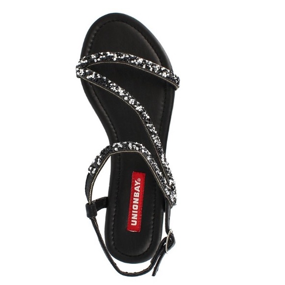 UNIONBAY Black Sequin Ankle-Strap Dominick Sandals Women’s Size 11 NIB - Picture 6 of 8
